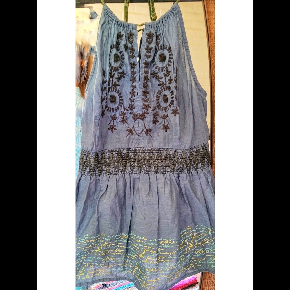 Free People Love Letter tank blue XS